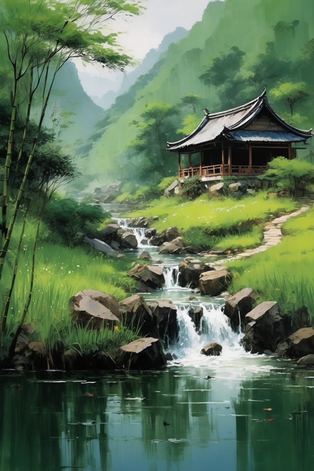 01378-1657876937-A paradise,like a pure land forgotten by the world. There,green mountains and water,flowing water,as if you can hear the heartbe.png